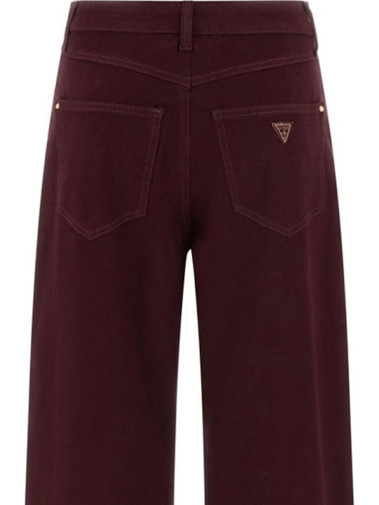 High Waist Women's Jean Trousers Bordeaux