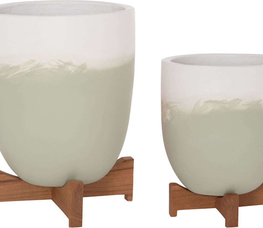 Freebox Set 2 Ghivece Terracotta, White, Green