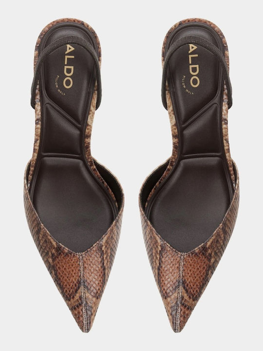 Leather Pointed Toe Brown Heels Animal Print