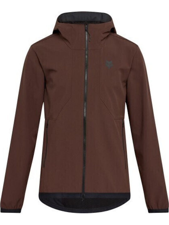Men's Fleece Cardigan with Hood Brown
