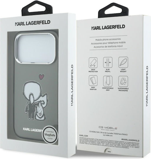 Karl Lagerfeld Karl + & Choupette Umschlag Rückseite Magsafe Iphone 17 Pro Schwarze