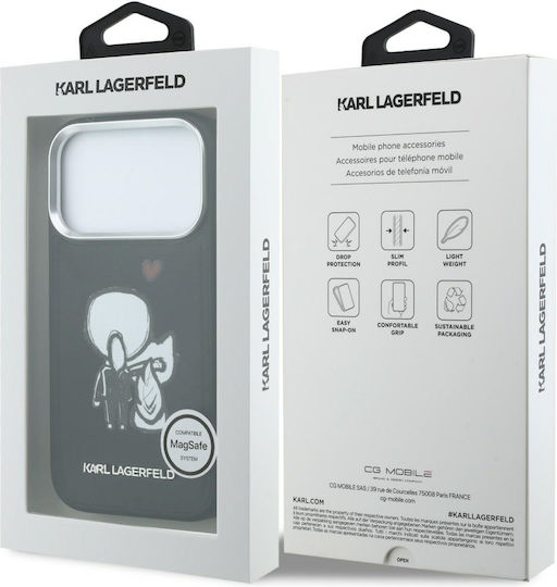 Magsafe Handyhülle Karl Lagerfeld Logo Karl + & Choupette Iphone 17 Pro Schwarze