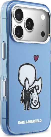 Karl Lagerfeld Karl + & Choupette Umschlag Rückseite Magsafe iPhone 17 Pro Max Blau