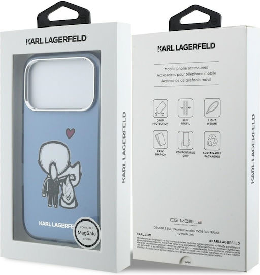 Karl Lagerfeld Karl + & Choupette Umschlag Rückseite Magsafe iPhone 17 Pro Max Blau