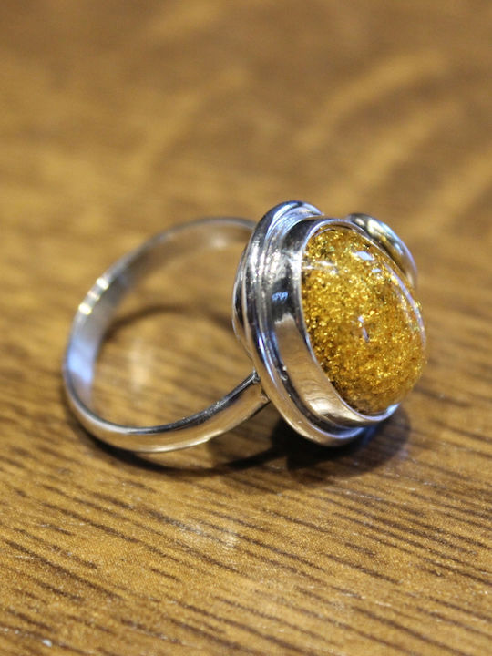 Natural Green Amber Ring Size 15