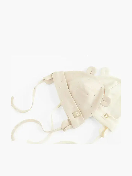 Kinder Mütze Stoff Beige 2Stück
