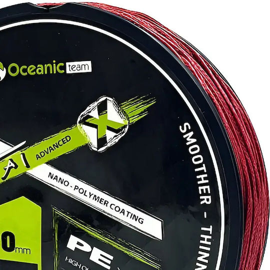 Oceanic Team Tai Advanced X Pex8 100m Dark Red – Strong 8-Strand Fishing Line Heavy Duty 0.60mm
