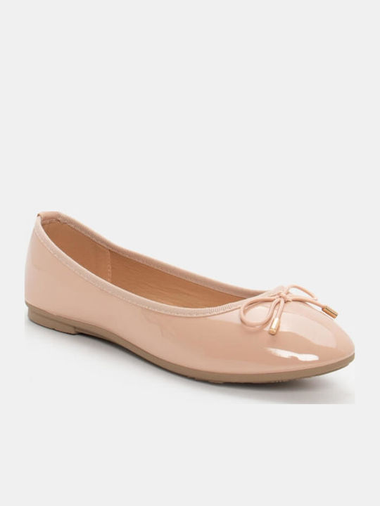 Damen Ballerinas Spitz zulaufend in Rosa Farbe