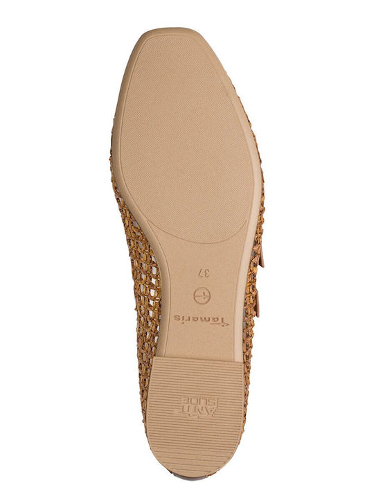 Women's Ballerina Shoes With Strap In Tabac Brown Color