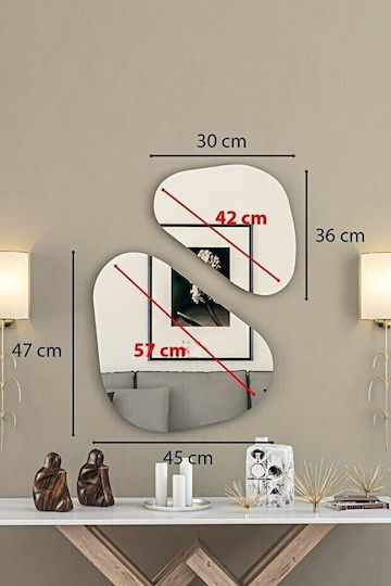 Asymmetric Wall Mirror Set Aphrodite 2 Pieces Silver 45x47 Cm Asymmetric Wall Mirror Set Aphrodite 2 Pieces Silver 45x47 Cm
