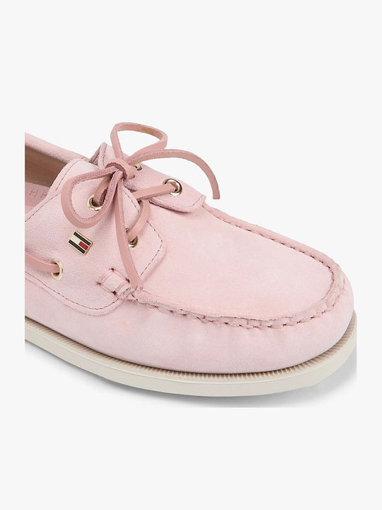 Δερμάτινα Γυναικεία Boat Shoes σε Ροζ Χρώμα