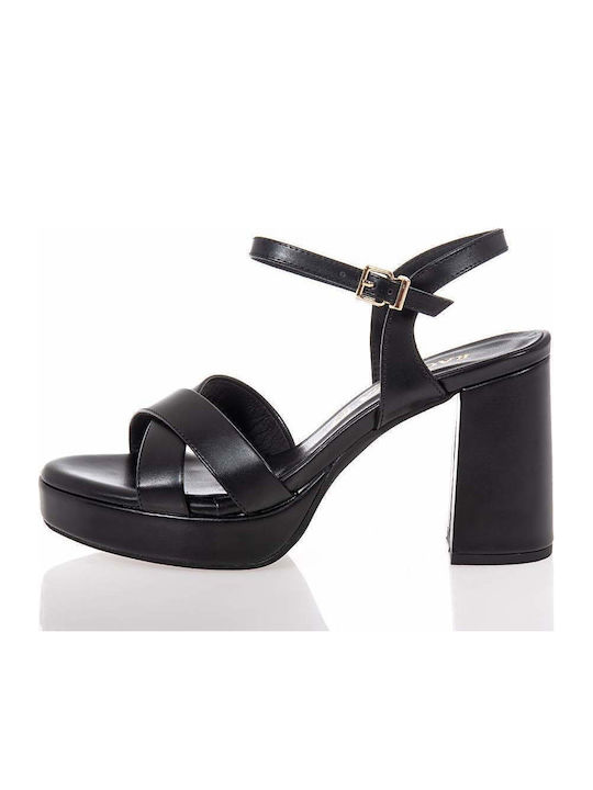 Damen Sandalen Aus Leder Schwarz