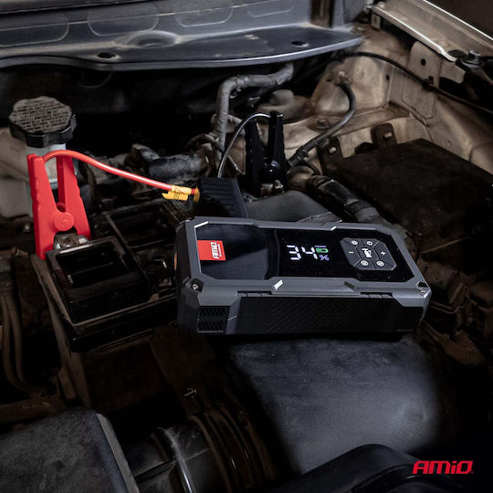 Amio Преносим Стартер за Батерия 4 в 1 Тип Jump Starter Компресор за Въздух Led Светлина Powerbank Работно Напрежение 12v Капацитет 72ah 600a За Леки Автомобили 1 Бр 04674/am 04674/am