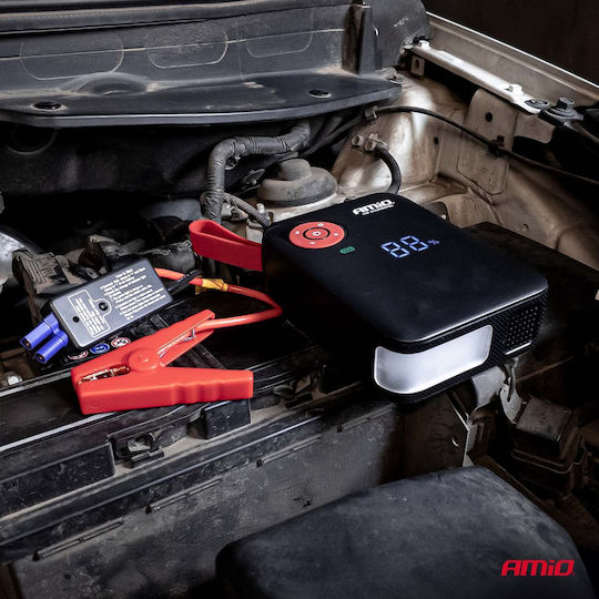 AMiO Portable Car Battery Starter 7200mAh with Pump Flashlight USB Power Bank 12V