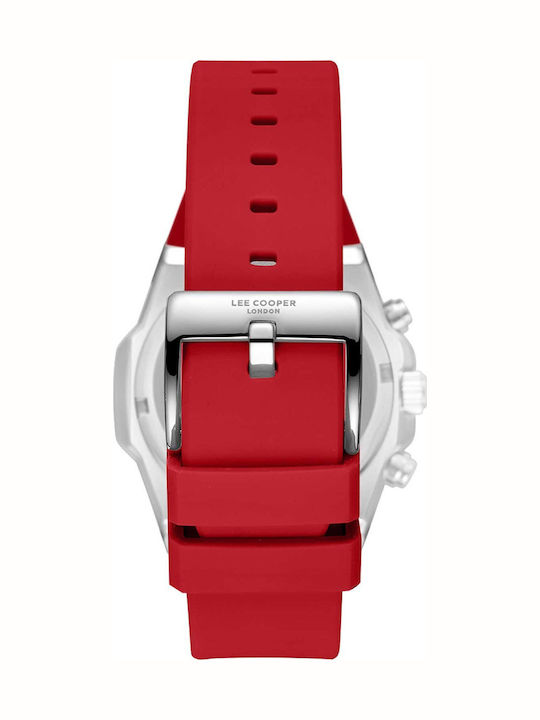 Lee Cooper Dual Time Men's Watch Battery with Red Rubber Strap