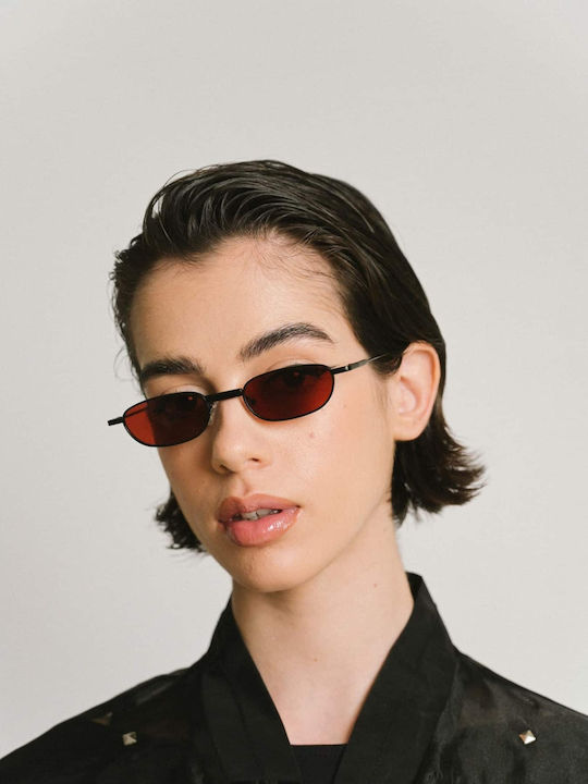 AV Sunglasses Megan Unisex Sunglasses with Black Frame and Red Lens