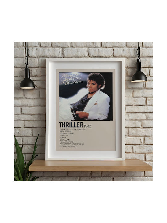 Music Poster Thriller Michael Jackson Ms565 30cm X 40cm Premium Black Wooden Frame