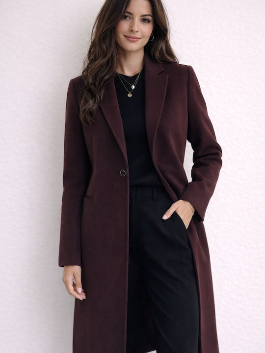 Femeie Bordeaux Palton cu Curea