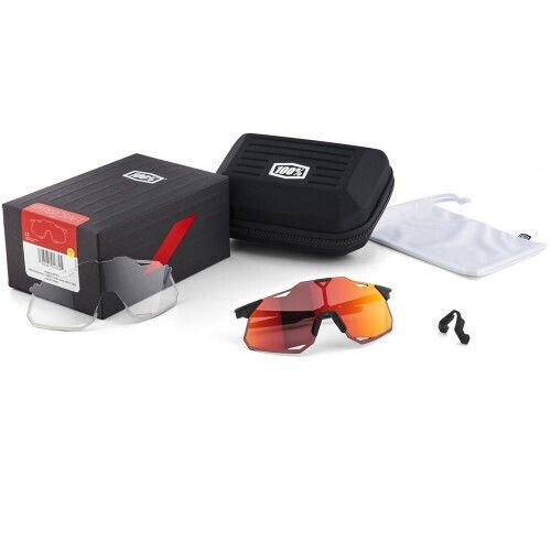 100% Cycling Glasses Hypercraft XS with Black Frame & Mirror / Photochromic / Transparent Lenses