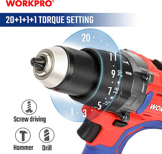 WorkPro WP390017 Κρουστικό Δραπανοκατσάβιδο Μπαταρίας Solo Brushless 20V
