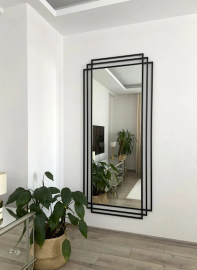 SteweHome Oglindă De Podea Cu Cadru Metalic Negru 180x80cm