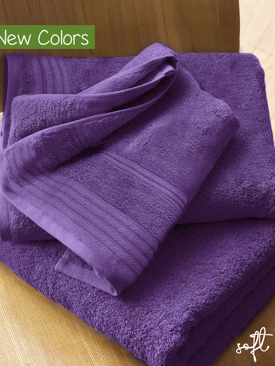 Cosy Life Bath Towels Set 3 pcs Soft Line Purple Weight 500gsm