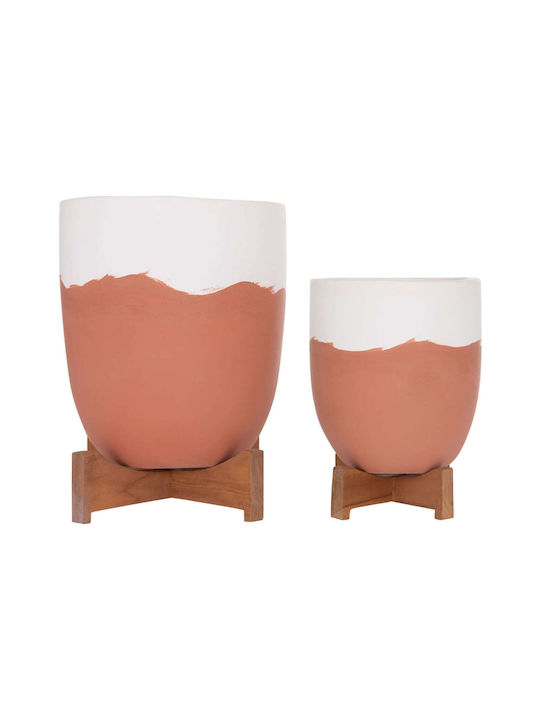 Freebox Комплект 2 Саксии White & Terracotta - Teak