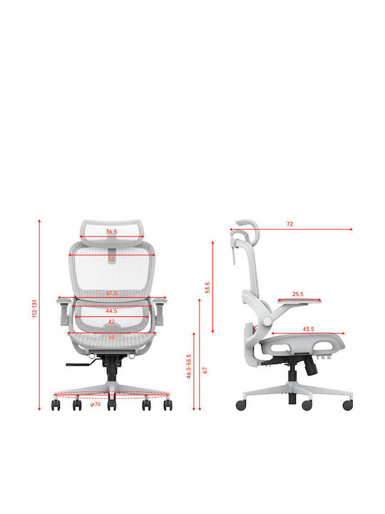 Stuhl Büro mit Armen B100 Pro Grey White Sihoo