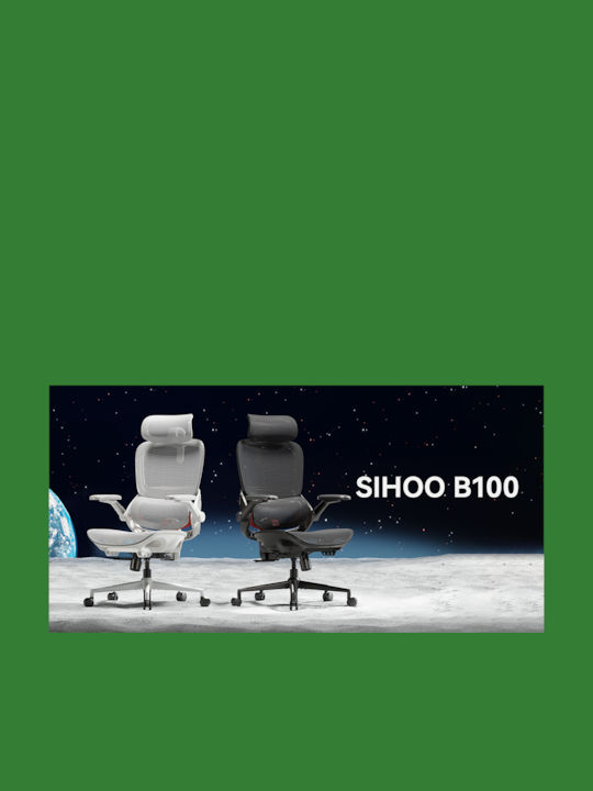 Stuhl Büro mit Armen B100 Pro Grey White Sihoo