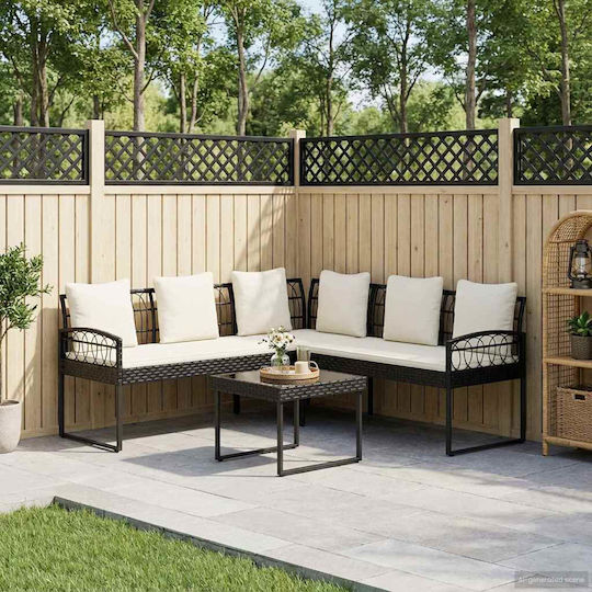 Outdoor Living Room Set 2 Pieces Black with Pillows
