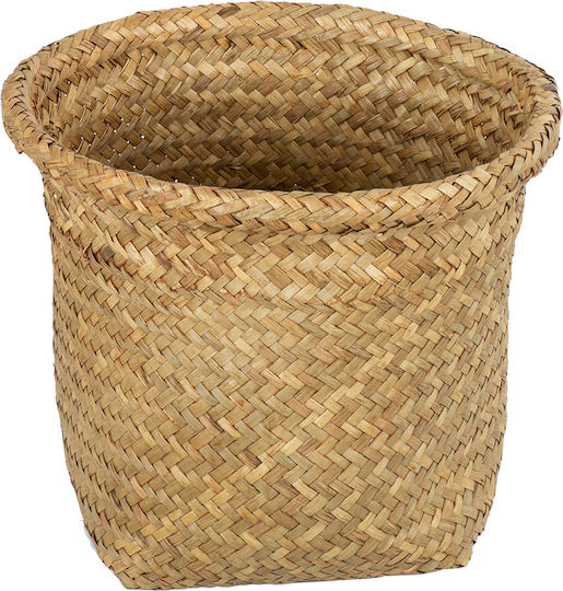 Globostar Artificial Garden Cecilia 20342 Διακοσμητικό Ψάθινο Καλάθι Κασπώ Γλάστρα Flower Pot Μπεζ Φ24cm X Υ24cm