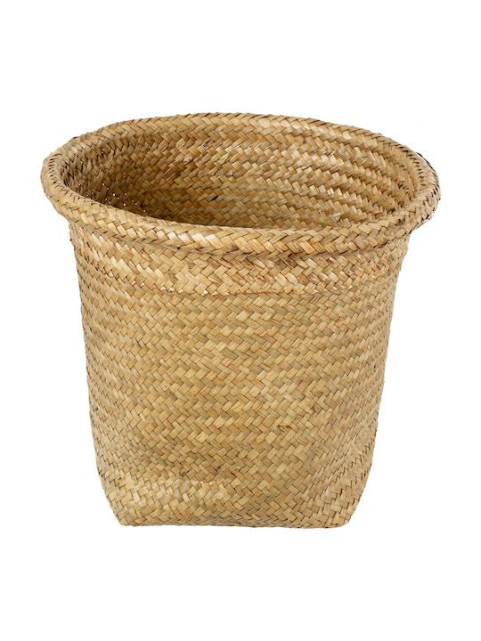 Globostar Artificial Garden Cecilia 20343 Decorative Wicker Basket Planter Flower Pot Beige Φ26cm X H26cm