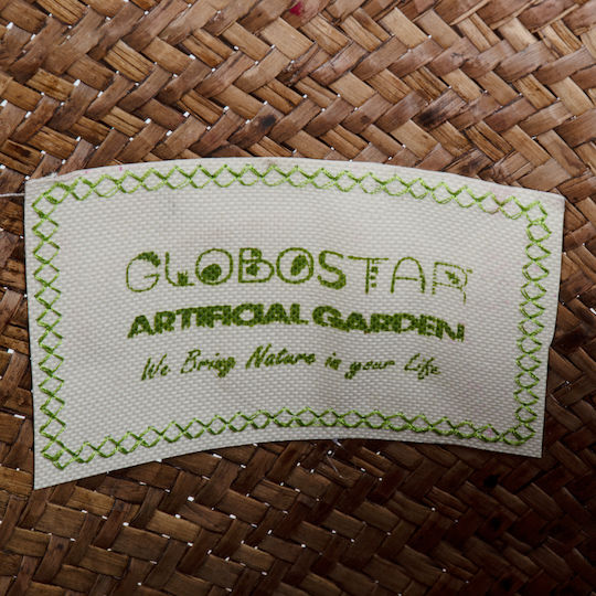 Globostar Artificial Garden Skiathos 20345 Διακοσμητικό Ψάθινο Καλάθι Κασπώ Γλάστρα Flower Pot Καφέ Φ24cm X Υ24cm