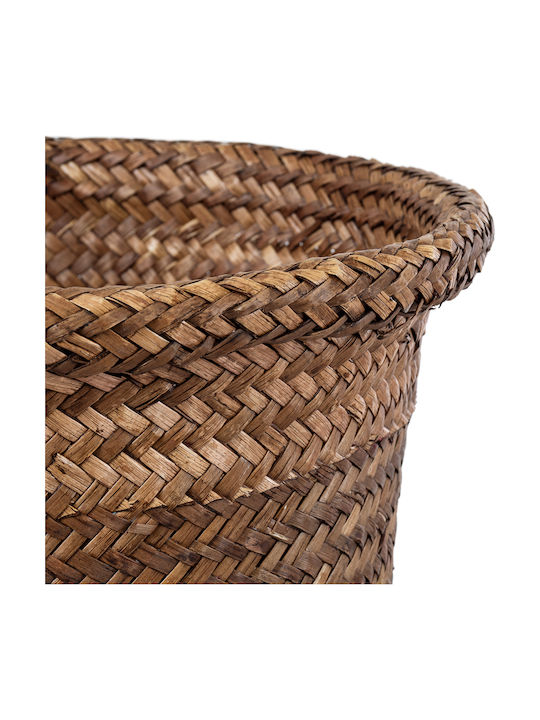 Globostar Artificial Garden Skiathos 20345 Decorative Wicker Basket Planter Flower Pot Brown Φ24cm X H24cm