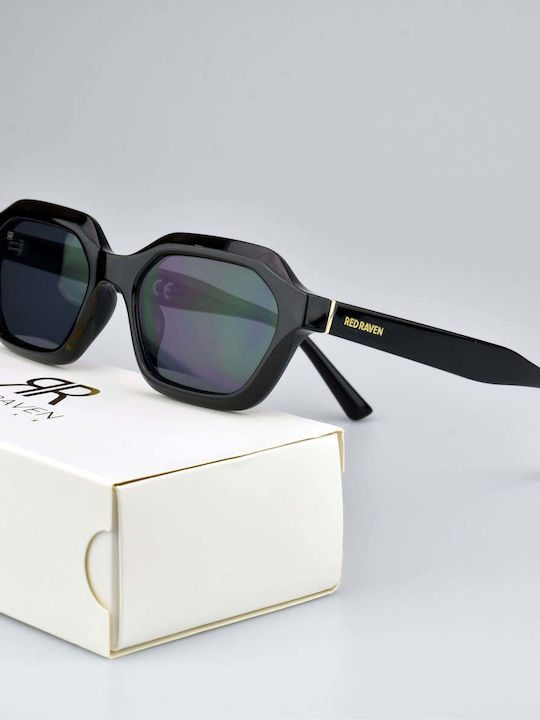 Red Raven Paul Unisex Sunglasses with Black Frame and Black Lens