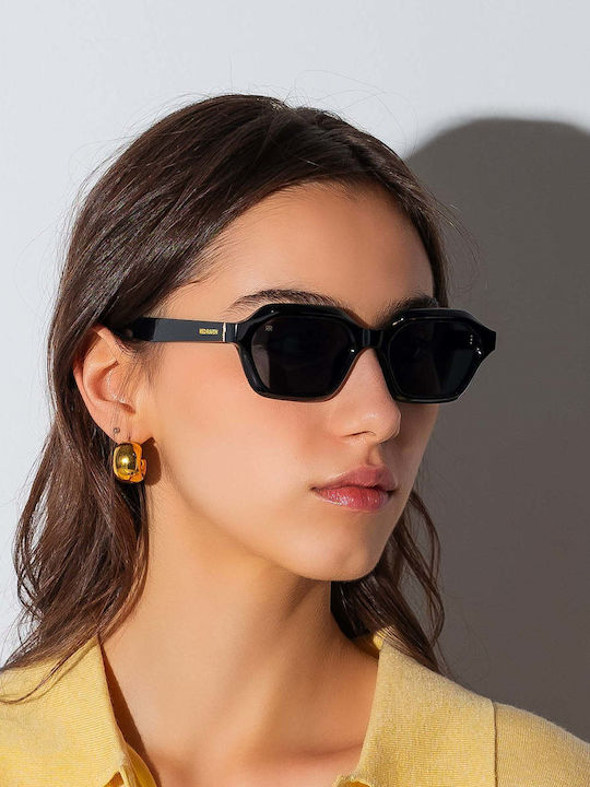 Red Raven Paul Unisex Sunglasses with Black Frame and Black Lens