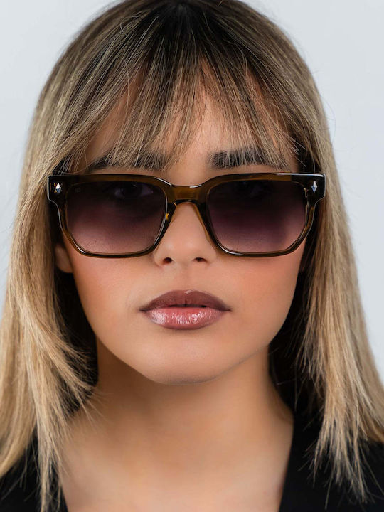Red Raven Dante Unisex Ochelari De Soare Cu Ramă Din Plastic / Acetat Dark Champagne