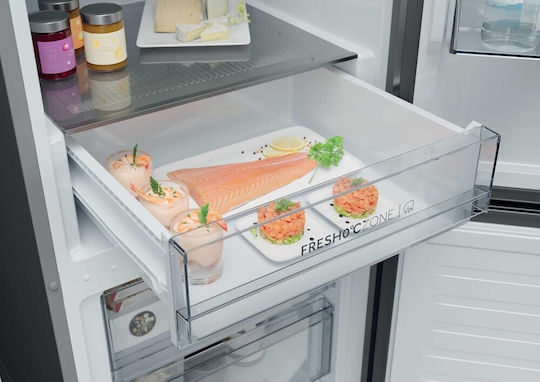 Haier Combină frigorifică 355lt Total NoFrost Î185xL59.5xA66.7cm. Inox HDPR1618ANPK