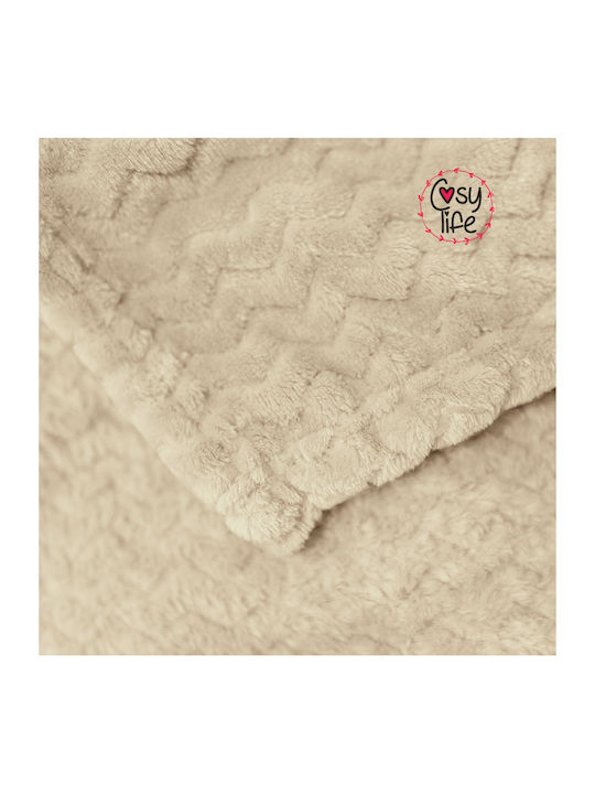 Cosy All Seasons Velvet Blanket Single 160x220cm Beige