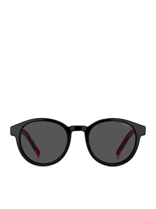 Boss Unisex Sunglasses with Black Horn-Rimmed Frame and Black Lens HG 1390/S 807/IR