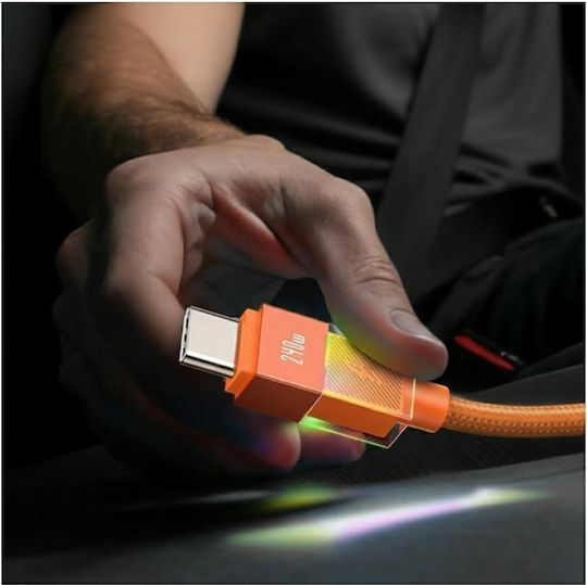 Usams USB 2.0 Cable USB-C male - USB-C 240W PD Πορτοκαλί 1.2m SJ775USB02