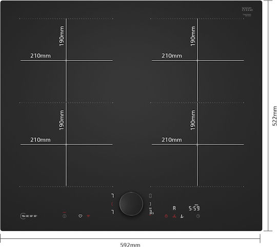 Neff Smart Induction Cooktop Autonomous with Child Lock Function 59.2x52.2εκ.