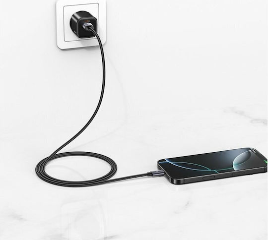 Usams USB 2.0 Cable USB-C male - USB-A 18W Black 1m (SJ767USB01)