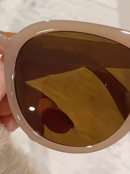 King Unisex Sunglasses with Beige Frame and Brown Polarized Lens SUNKI345-SN016
