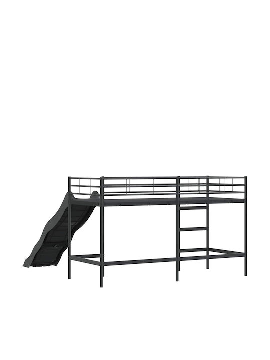 Kids Bed Bunk Single Black for Mattress 90x190cm