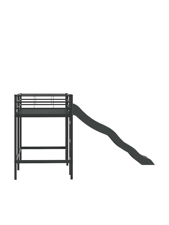 Kids Bed Bunk Single Black for Mattress 90x190cm