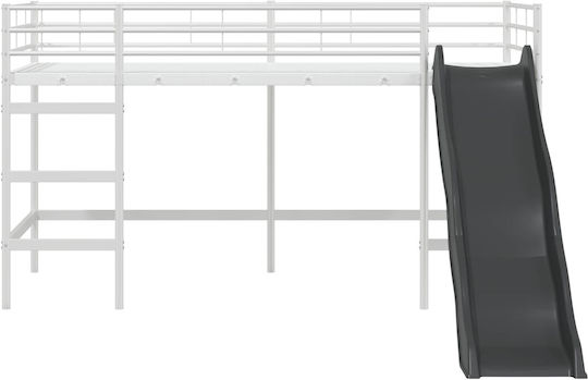 Pat pentru Copii Cușeta Single Alb pentru Saltea 85x205cm