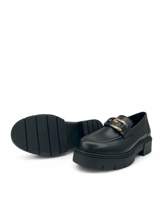 Leather Women's Moccasins in Black Color