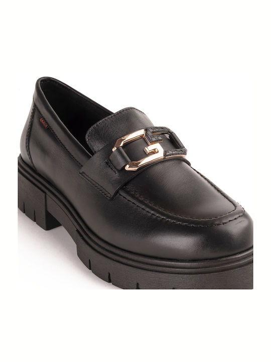 Leather Women's Moccasins in Black Color