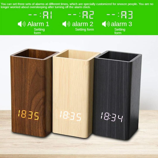 Uncle George Tischuhr Digital LED Holz Beiges 01.06.04-0007-MPEZ